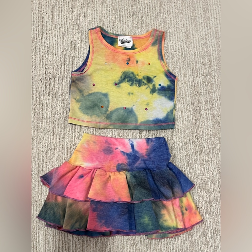 Colorful Tie-Dye Two-Piece Toddler Skirt Set